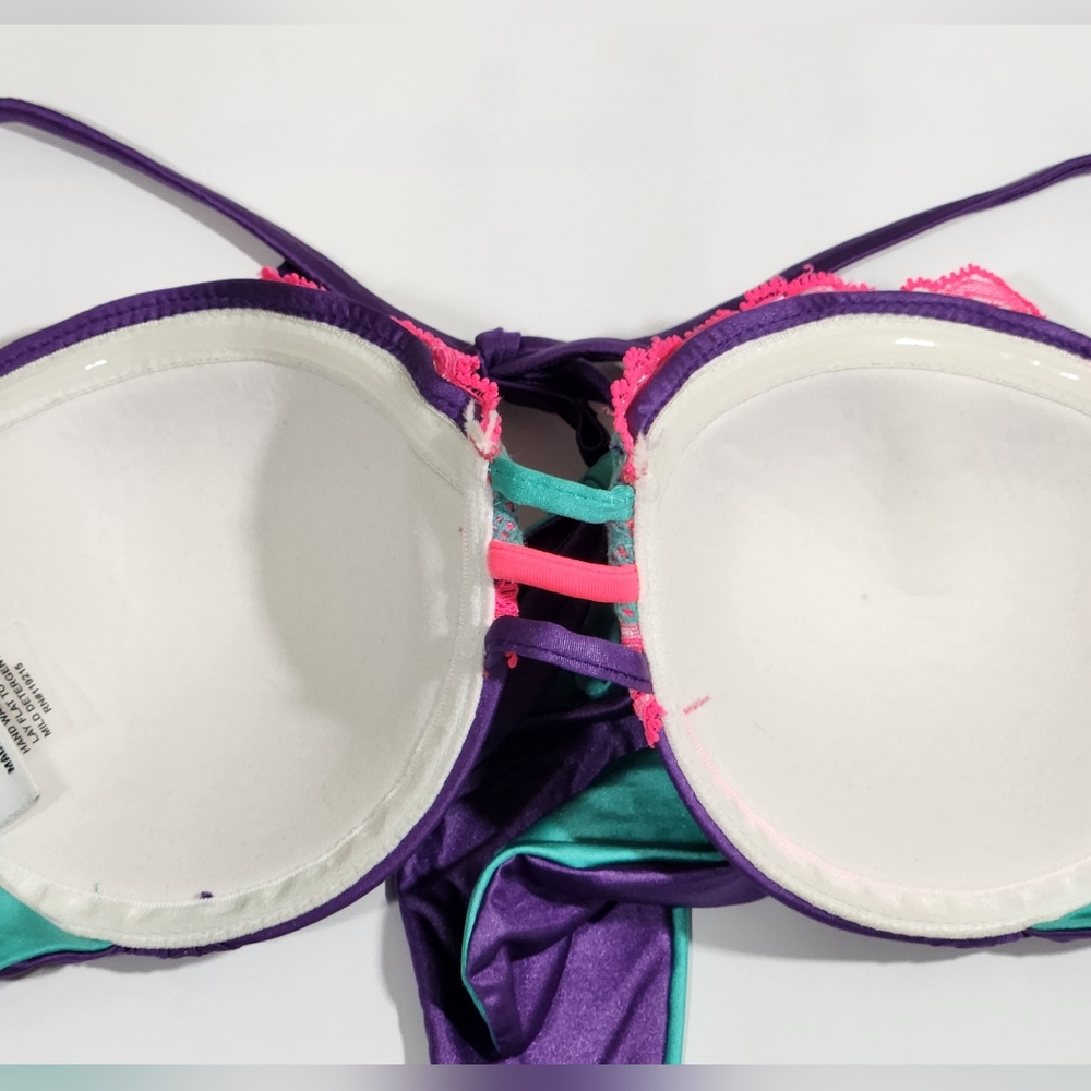 NWOT Beach Bunny Lady Lace Halter Balconette bikini top sz M - Picture 6 of 7
